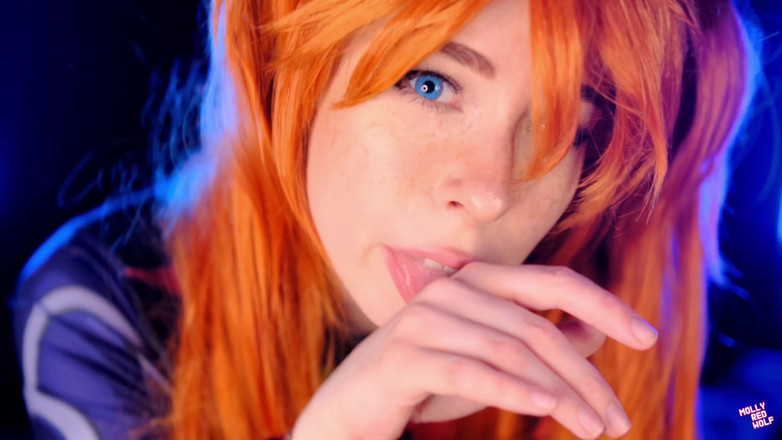 MollyRedWolf: Asuka Langley, salope sexy, 4k ! Double pénétration, 3 éjaculations