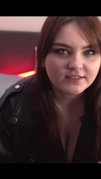 Pretty Woman in a Leather Jacket Dancing Before Sex