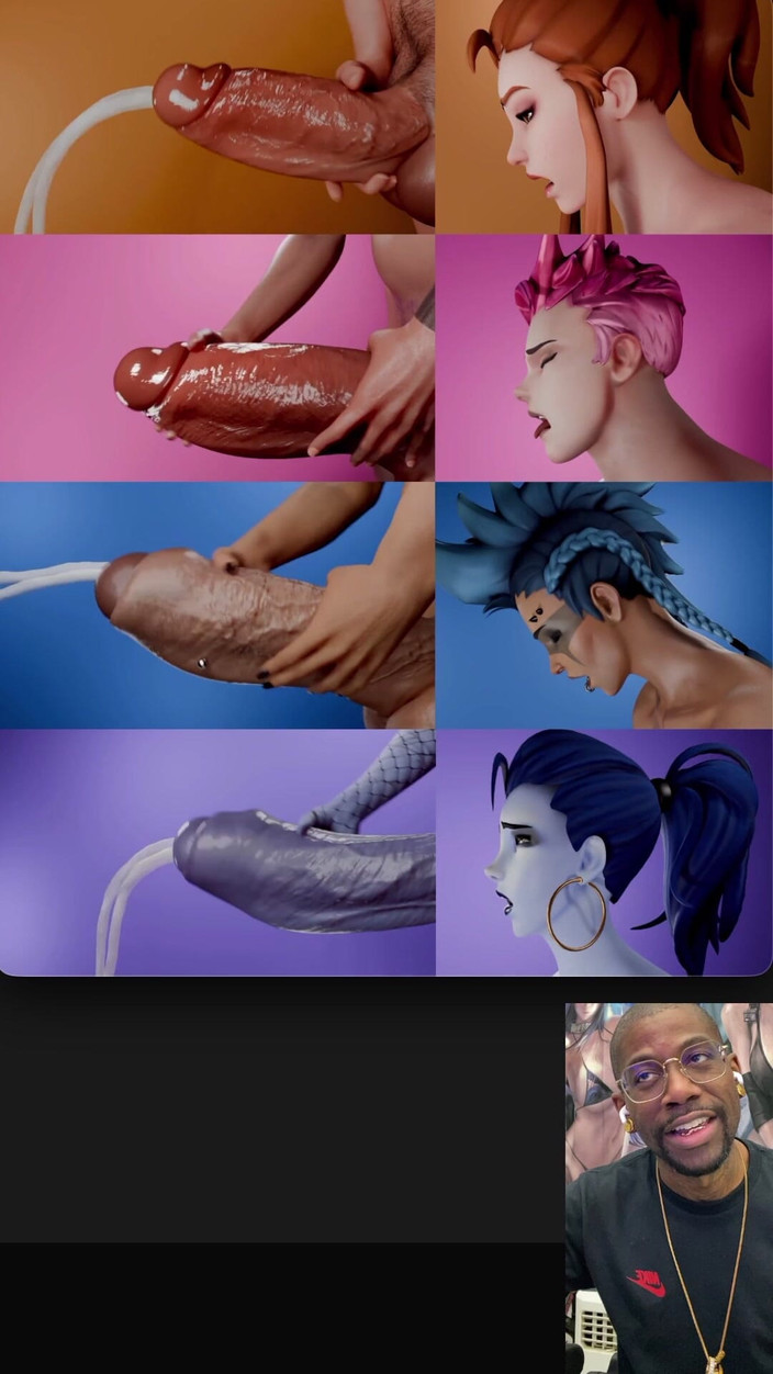 L6RD7BLU3 FUTA: 複数のオーバーウォッチのトランスジェンダーのスラットが同時にオナニーしながら射精している