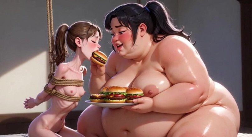 YOUR BEST FANTASY: Weight Gain Humiliation - Fat Woman Stuffing Skinny Feedee