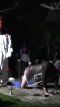 Amateur cam fucked bareback at night for Halloween