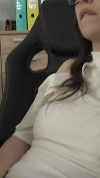 Dangling Smoking Vibrator Masturbation in the Office