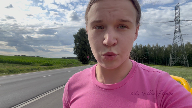 Lily, Goddess of Desire: Cute Roller Skater with Braids Shows You Tits