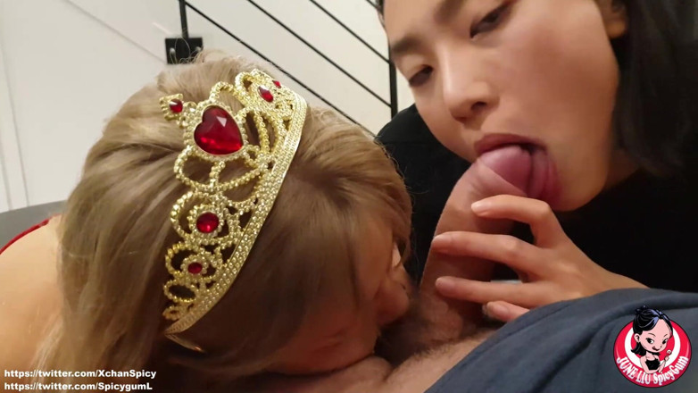 SpicyGum: June Liu &amp; Xiaoyu – One blowjob from two Asian girls CIM