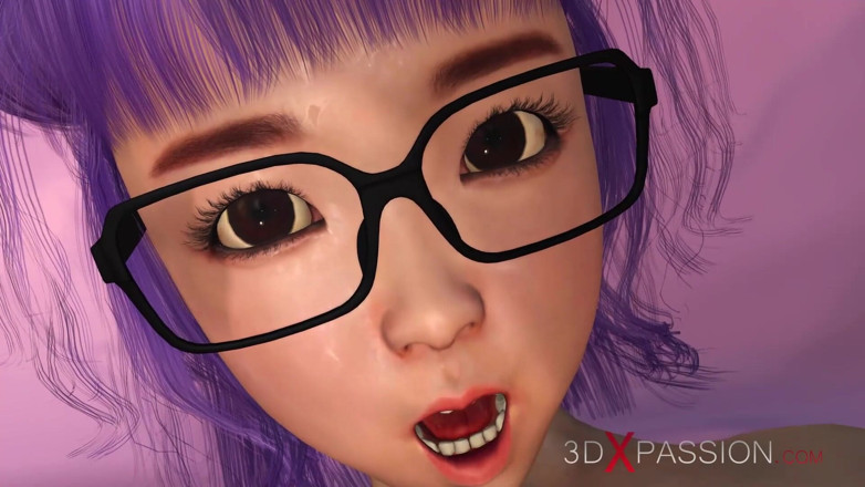 3dxpassion: Japanese amateur nerd teen college girl in glasses getting fucked...
