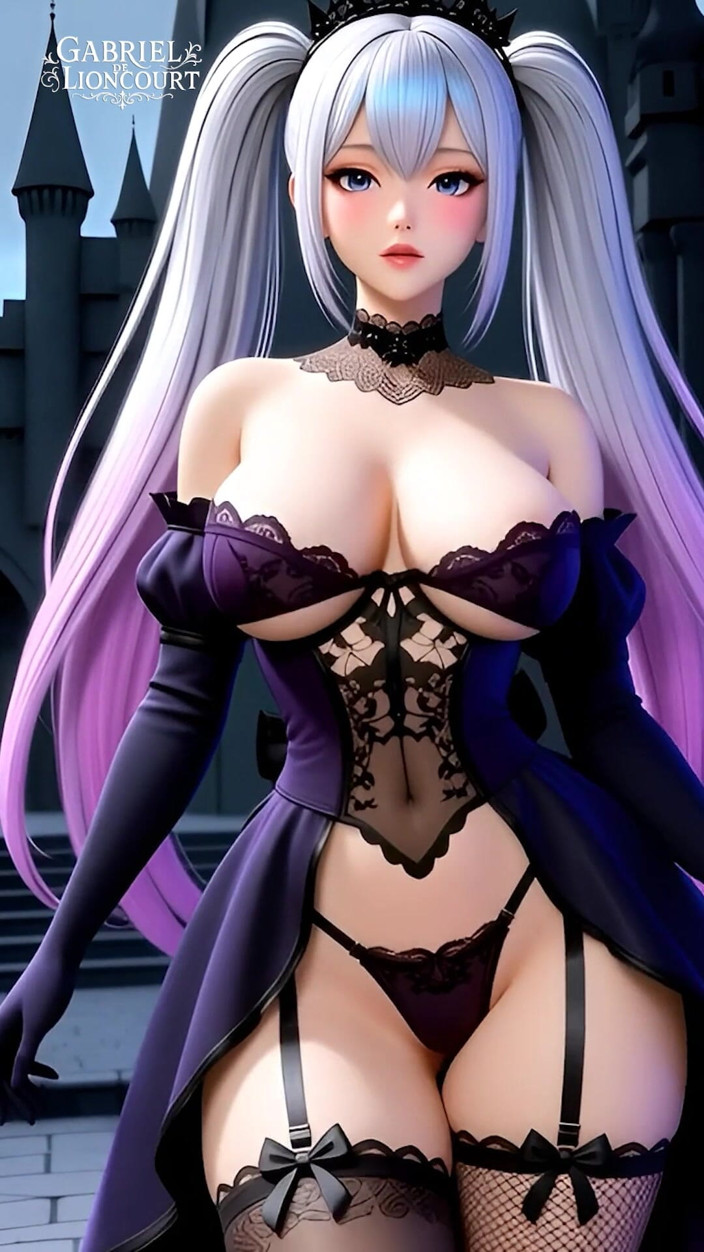 Gabriel de Lioncourt AI: Hentai Gothic Girls with Dyed Hair Showing off Their Big...