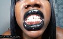 Chy Latte Smut: Black Glitter Lip Gloss on Full Ebony Lips
