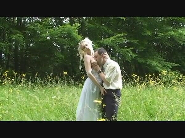 European Classics: Wedding girls sucking on cock outside