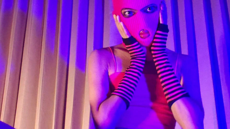 Mango49x: Pink Balaclava Mask Sissy Dyed Pubic Hair Play with a...