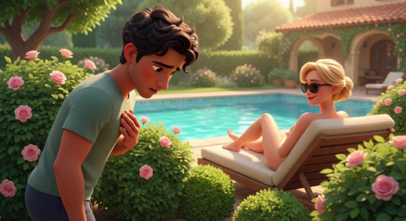 My night collection: Elegant Blonde Boss Enjoys Pool with Young Gardener While Husband...