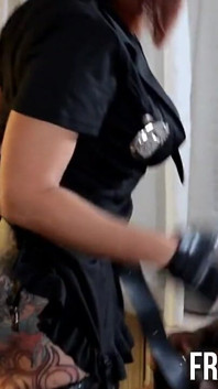 Officer Queen Rouge Sucks Huge Fat Black Cock