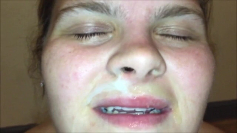 Fat House Wife: Giving huge tits wife surprise huge cum facial leaving her...
