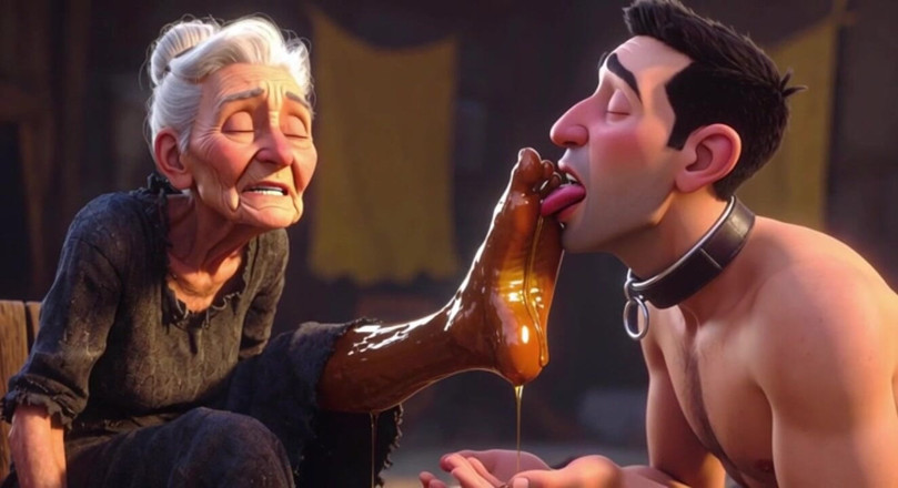 YOUR BEST FANTASY: Submissive Slave Licking Wrinkled Feet of Old Ladies