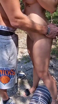 On the Way to the Beach I Suck off Two Strangers and They Cum on My Tits