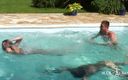Nude in France: Short-haired milf french brunette fucks two guys twice in a...
