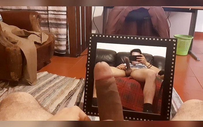 A large Portuguese dick: Jerking by the mirror