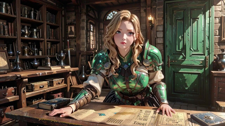 Seraphina Vale: Mittelalterliche Knight-fantasie! Grüne Rüstung &amp; nasse geheimnisse, knien in der bibliothek...