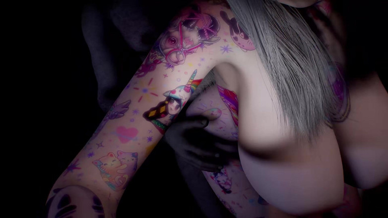 Why fuck so hard: Si jalang bertetek besar 3D menunjukkan tatu sempurnanya