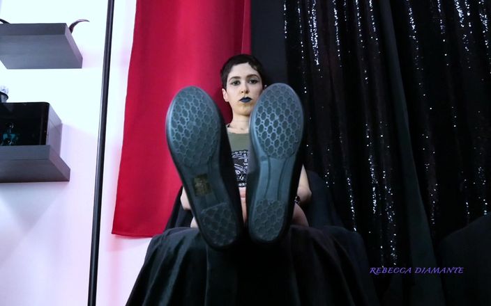 Rebecca Diamante Erotic Femdom: Ballet Flats Dangling and Feet Soles Worship in Silence