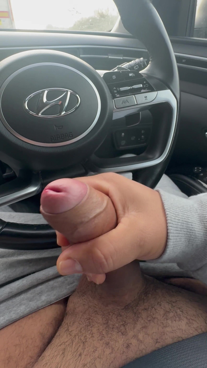 Hot dick in your ass: Возбужденный водитель, остановится, чтобы показать его фонтан спермы