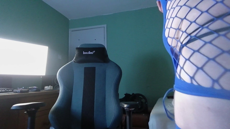 Shelll6789: Amatuer Crossdressor in Blue Body Stocking