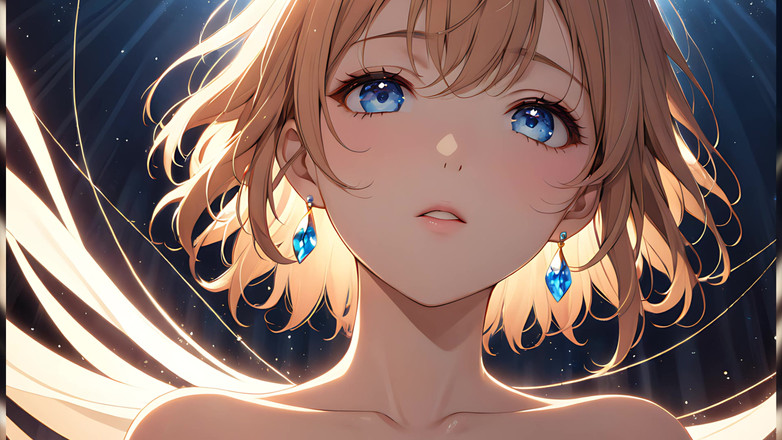 LustRender: Pendakian ethereal: wanita muda cantik dibalut dengan cahaya surga