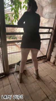 Slut in Public Visits Butt Plug Micro Skirt and Garter Belt