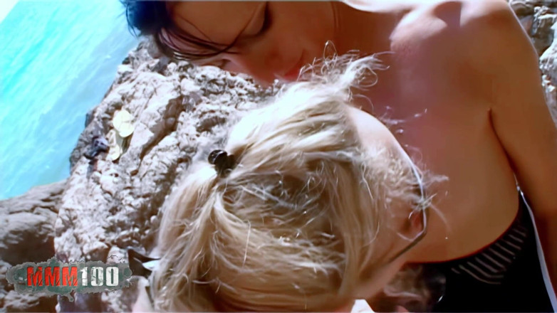 MMM100: Alicia Dark Lesbian Duo on the Beach Rocks for Starla...