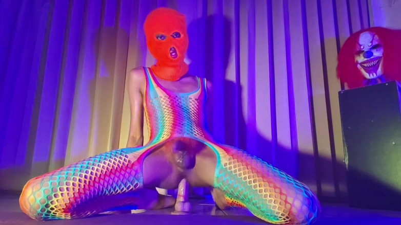 Mango49x: Orange Balaclava Mask Sissy Trans Dyed Pubic Hair Fuck Myself...