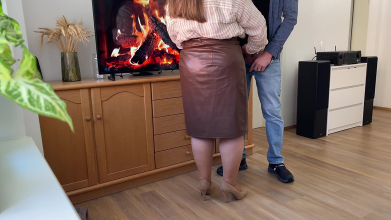 OurFetishLife: My Horny Stepmom's Tight Leather Skirt and Pantyhose