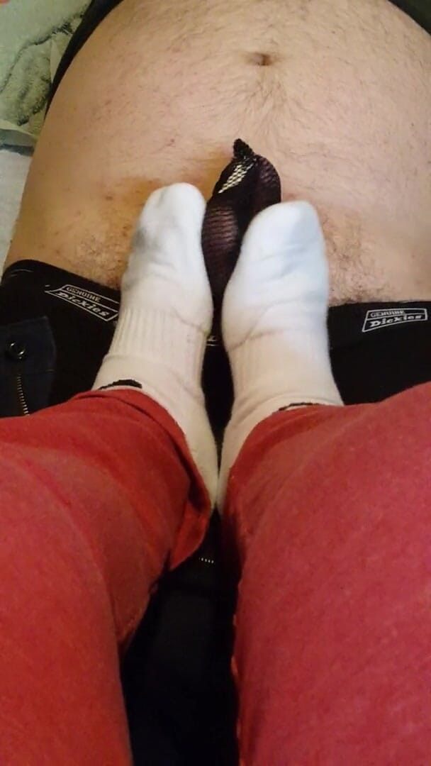 Miss Sock trampler: Stomping his cock with my white socks