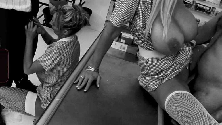 Chica Suicida DVD: Busty Blondes Fuck Two Lucky Customers in the Sexshop
