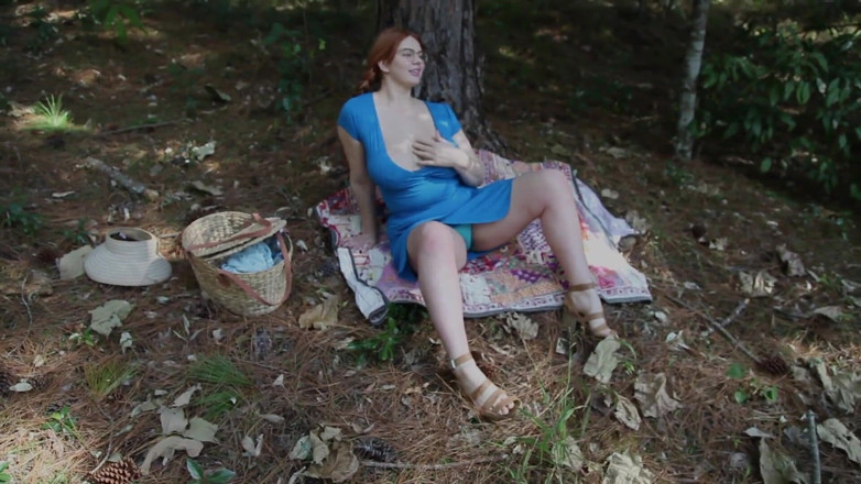 Girls Out West: Busty Redhead with Braids Toys Her Cunt and Squirts in...