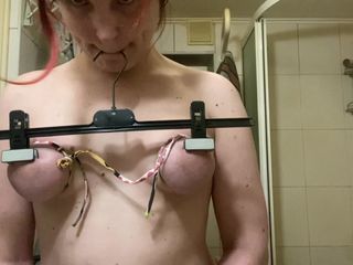 Elena studio: Tits BDSM Till Orgasm - Bondage, Thumbtacks, Clothes Holder Clamps