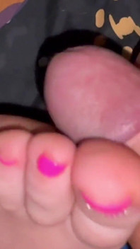 Beautiful Pink Nails Close up Toesjob No Hands