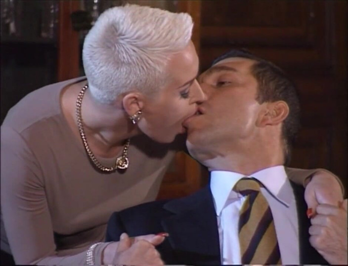 Xtime Network: Vintage big boobs blonde threesome fucking on the table
