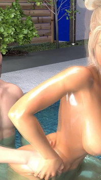 Laut Sofia dehnt ein geiler typ das arschloch seiner besten freundin im pool, er versucht, das loch ein bisschen zu lockern