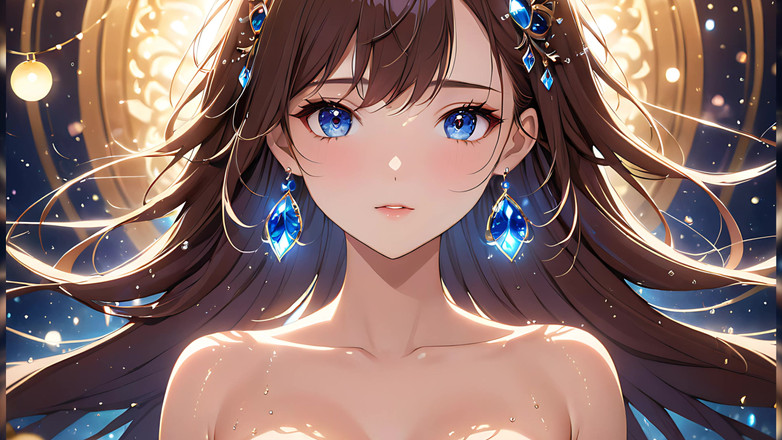 LustRender: 散景梦想：一个美丽的年轻女人在漂浮的灯光下