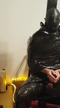 Foil Bondage Slave Part 2 - Cling Film Mummified and Edged to Madness