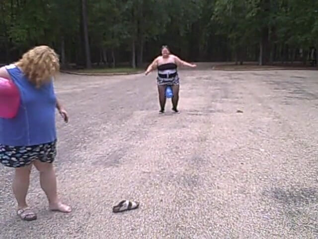 BBW nurse Vicki adventures with friends: BBW gals play volley ball with balloons