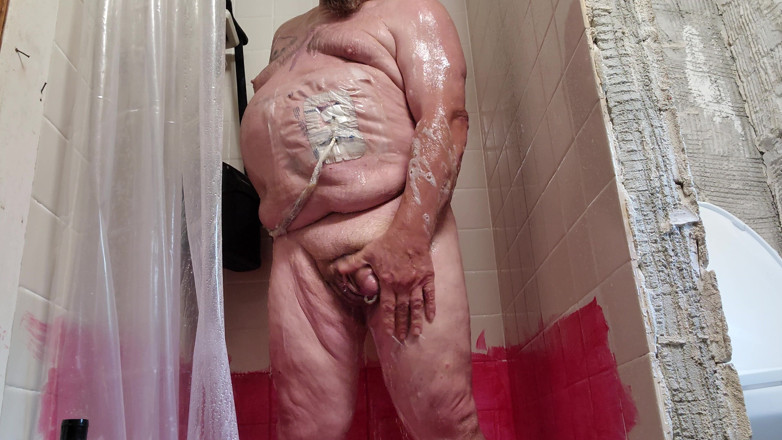 Fat boy: Taking a Shower