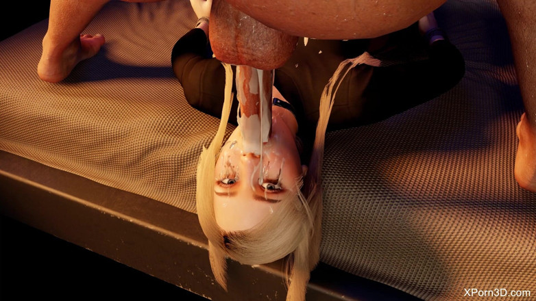 The Scenes: BDsm bondage 3d-porno - vollbusige blondine tief in den hals, gesichtsfick