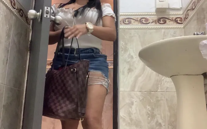 SENSESEX: Short Skirt in Public Toilet(sexy Latina)