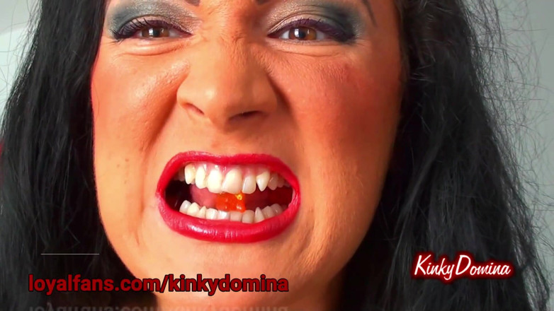 KinkyDomina: Bright Red Lips Gummy Bear Devour