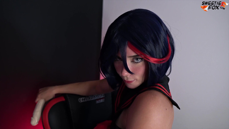 Sweetie Fox: Ryuko Matoi fucks herself with huge dildo in pussy and...