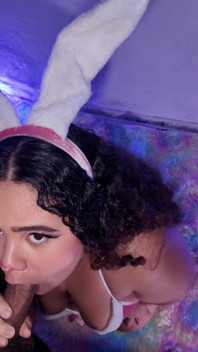 Naughty Bunny Giving Me a Blowjob with Her Huge Tits