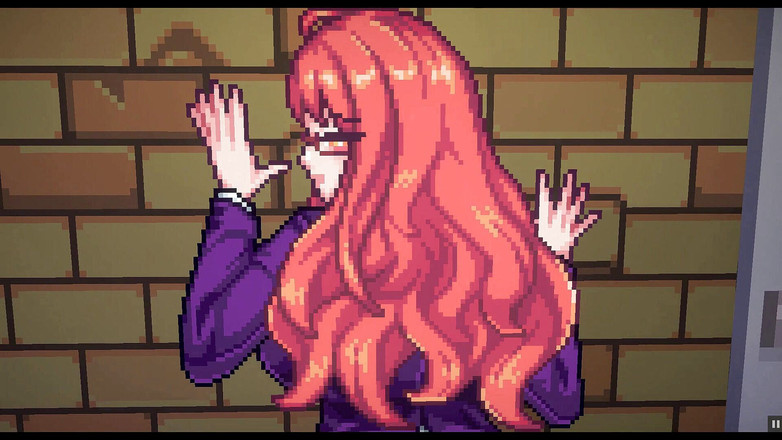 Cumming Gaming: Beste Hentai Pixel sexszene mit einem rothaarigen mädchen mit brille...