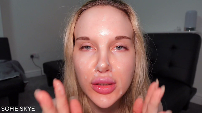 Sofie Skye: Curvă supusă cu utilizare gratuită labă cu spermă pe față -...