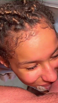 Mixed Race 18 Yr Old Sloppy Deepthroat Blowjob & Cum Facial