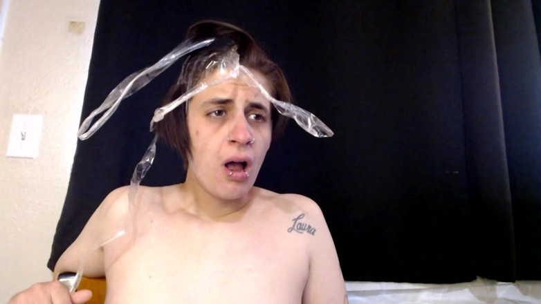 Abby Anna: Self Tape Bondage Breath Play Struggle Fearful Panic Nose Lips